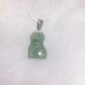 Hippie Lucky 🍀 Jade Cat 🐈‍⬛ Silver 16” Neck…